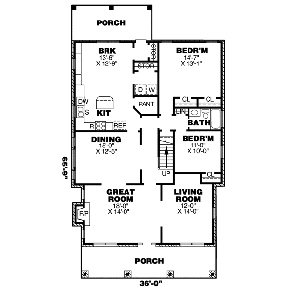 Southern Floor Plan - Main Floor Plan #34-174