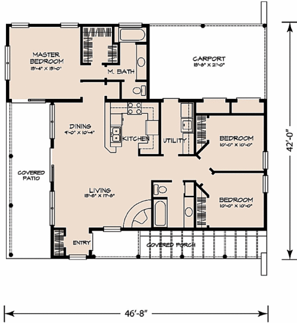 House Blueprint - Adobe / Southwestern Floor Plan - Main Floor Plan #140-143