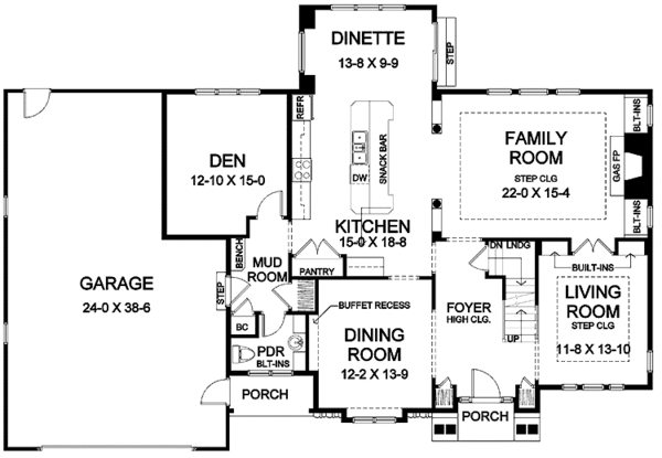 Architectural House Design - Traditional Floor Plan - Main Floor Plan #328-374