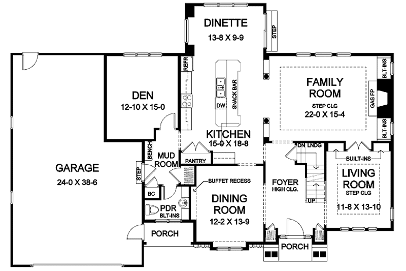 House Design - Floor Plan - Main Floor for Traditional House Plan #328-374 - 4 bed, 3.5 bath