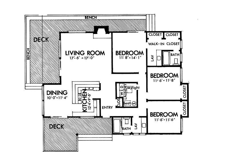 Home Plan - Floor Plan - Main Floor for Contemporary House Plan #320-817 - 3 bed, 2 bath