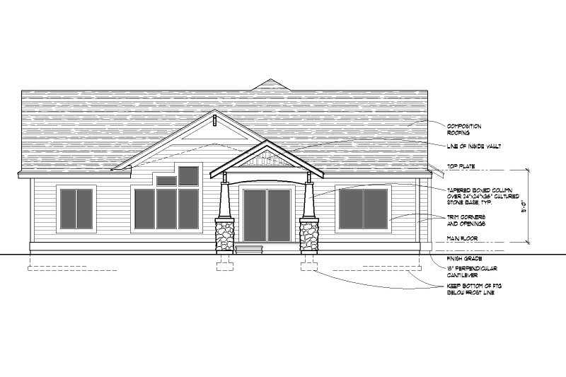 House Design - Exterior - Rear Elevation for Craftsman House Plan #112-246 - 4 bed, 2 bath