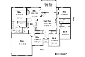 Floor Plan - Main Floor for European House Plan #329-124 - 5 bed, 3 bath