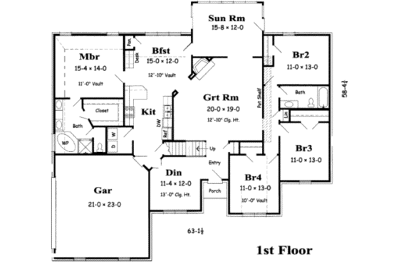 Floor Plan - Main Floor for European House Plan #329-124 - 5 bed, 3 bath