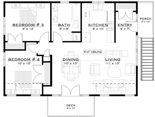 House Blueprint - Farmhouse Floor Plan - Main Floor Plan #1101-51