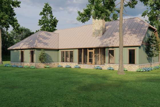 Exterior - Rear Elevation 1 for Country House Plan #17-2901 - 3 bed, 2 bath