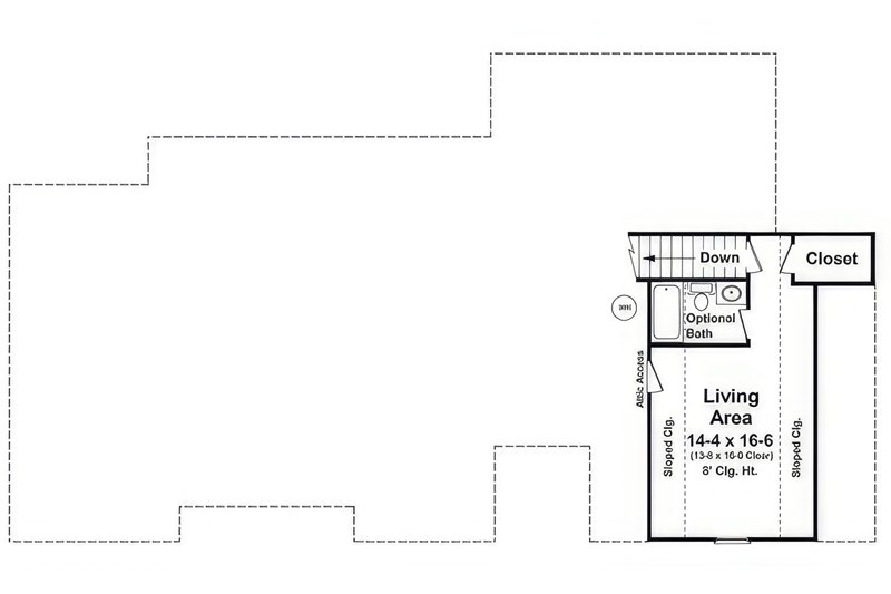 House Blueprint - Floor Plan - Upper Floor for Farmhouse House Plan #21-534 - 3 bed, 2 bath