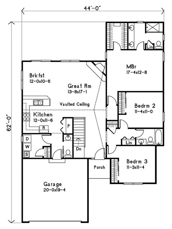 Architectural House Design - Ranch Floor Plan - Main Floor Plan #22-579