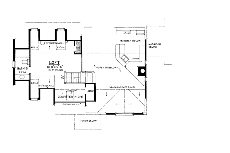 Dream House Plan - Floor Plan - Upper Floor for Country House Plan #1016-81 - 3 bed, 2 bath
