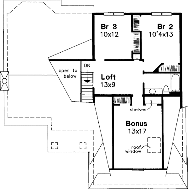 Architectural House Design - Traditional Floor Plan - Upper Floor Plan #320-613