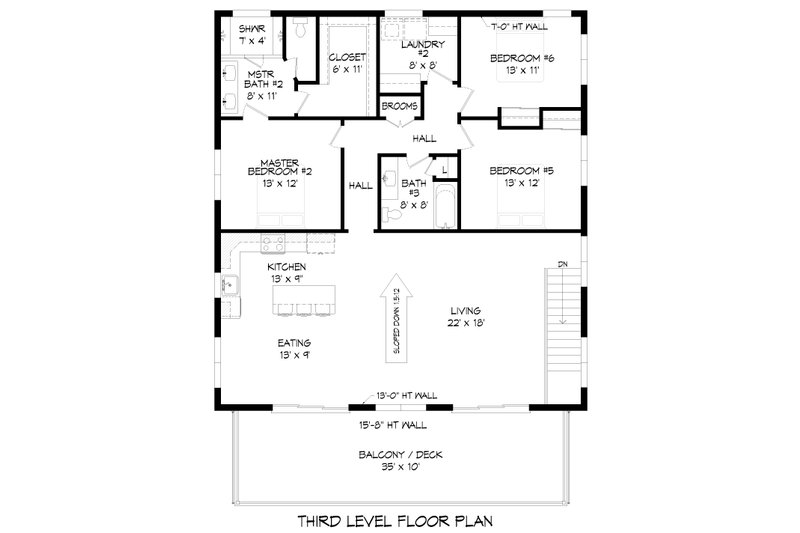 Architectural House Design - Floor Plan - Upper Floor for Traditional House Plan #932-444 - 6 bed, 4 bath