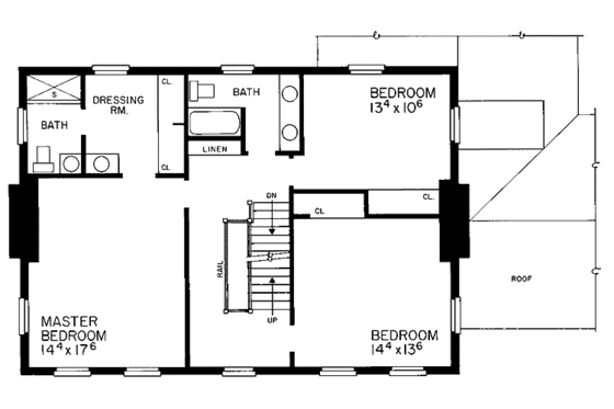 Floor Plan - Upper Floor for Classical House Plan #72-684 - 5 bed, 3.5 bath