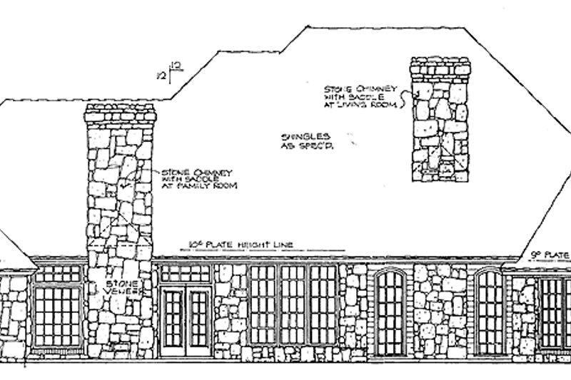 Home Plan - Exterior - Rear Elevation for Country House Plan #310-1169 - 4 bed, 3.5 bath