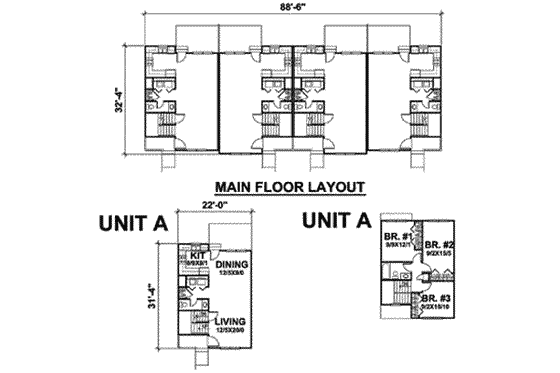 Floor Plan - Main Floor for Traditional House Plan #50-265 - 3 bed, 1 bath