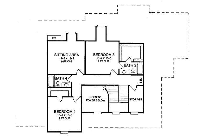 House Blueprint - Floor Plan - Upper Floor for Country House Plan #952-101 - 4 bed, 4.5 bath