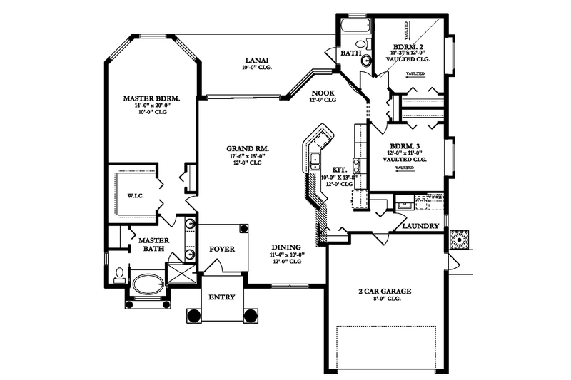 Home Plan - Floor Plan - Main Floor for Mediterranean House Plan #1058-39 - 3 bed, 2 bath