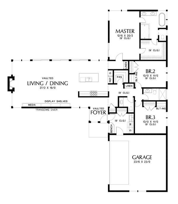 Architectural House Design - Contemporary Floor Plan - Main Floor Plan #48-1001