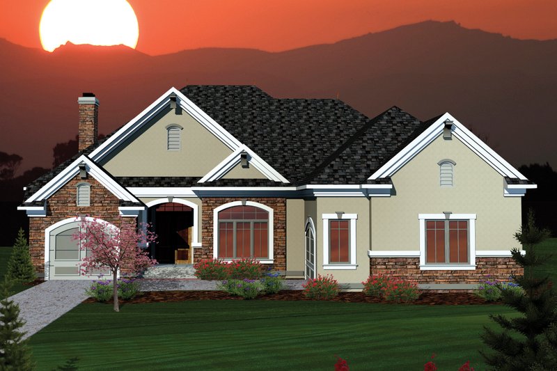 Dream House Plan - Ranch Exterior - Front Elevation Plan #70-1064