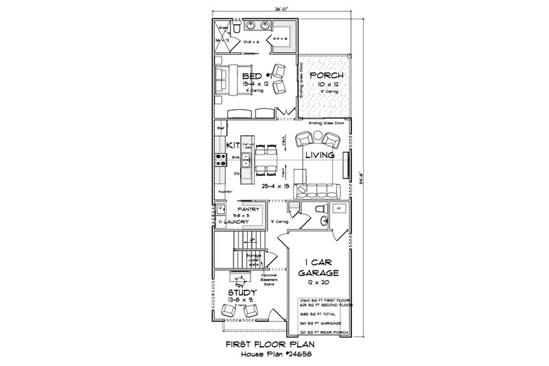 House Blueprint - Floor Plan - Main Floor for Cottage House Plan #513-2451 - 4 bed, 2.5 bath