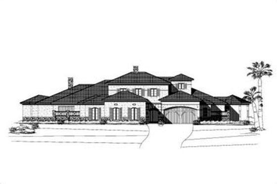 Exterior - Front Elevation for Mediterranean House Plan #411-114 - 2 bed, 3.5 bath