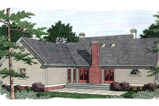 Exterior - Rear Elevation for Southern House Plan #406-298 - 3 bed, 2.5 bath