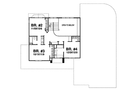 Floor Plan - Upper Floor for Country House Plan #50-259 - 5 bed, 4 bath