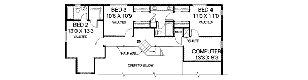 Home Plan - Traditional Floor Plan - Upper Floor Plan #60-557