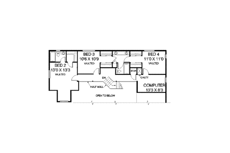 Home Plan - Floor Plan - Upper Floor for Traditional House Plan #60-557 - 4 bed, 4 bath