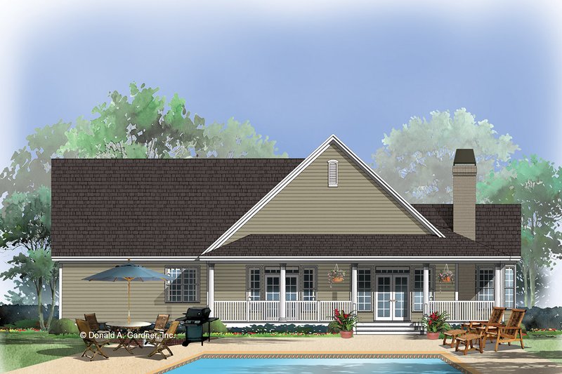 Home Plan - Exterior - Rear Elevation for Country House Plan #929-623 - 3 bed, 2 bath