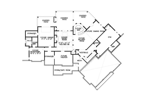 Home Plan - Ranch Floor Plan - Lower Floor Plan #54-477