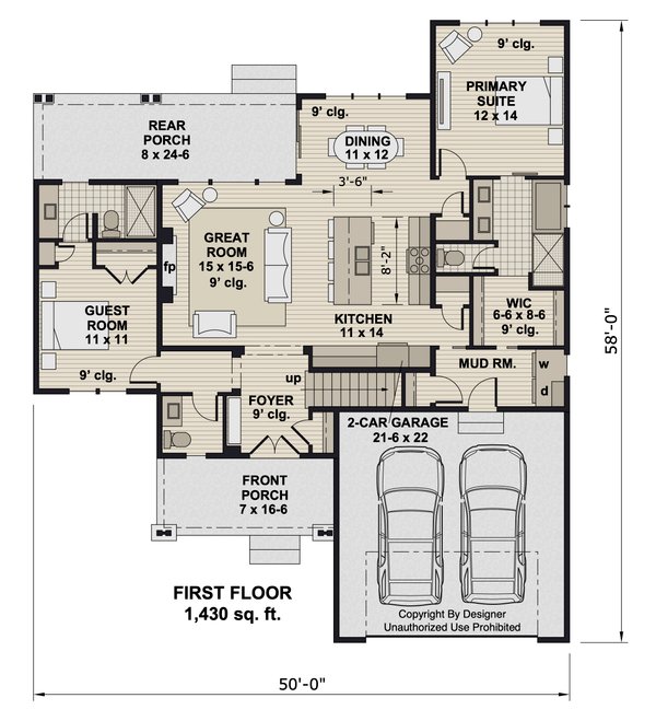 Dream House Plan - Craftsman Floor Plan - Main Floor Plan #51-1414