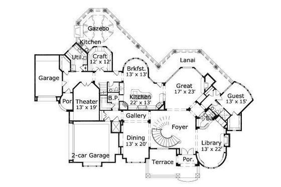 Floor Plan - Main Floor for European House Plan #411-564 - 4 bed, 4.5 bath