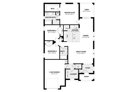 Floor Plan - Main Floor for Traditional House Plan #1058-242 - 3 bed, 2 bath