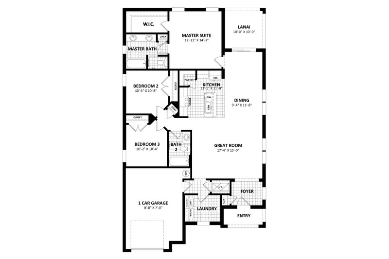 Dream House Plan - Floor Plan - Main Floor for Traditional House Plan #1058-242 - 3 bed, 2 bath