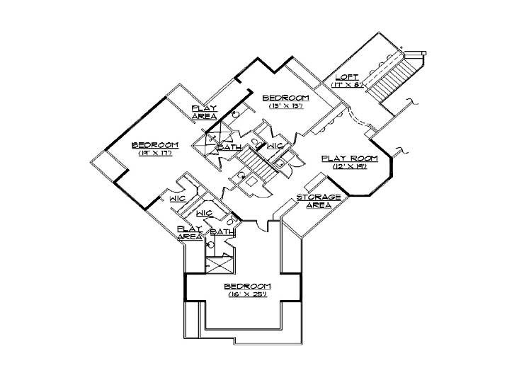 Architectural House Design - Floor Plan - Upper Floor for European House Plan #5-449 - 6 bed, 7 bath