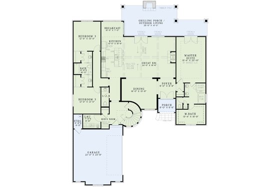 Floor Plan - Main Floor for European House Plan #17-2499 - 4 bed, 3.5 bath