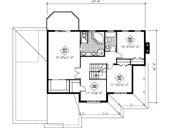 Home Plan - Traditional Floor Plan - Upper Floor Plan #25-4170