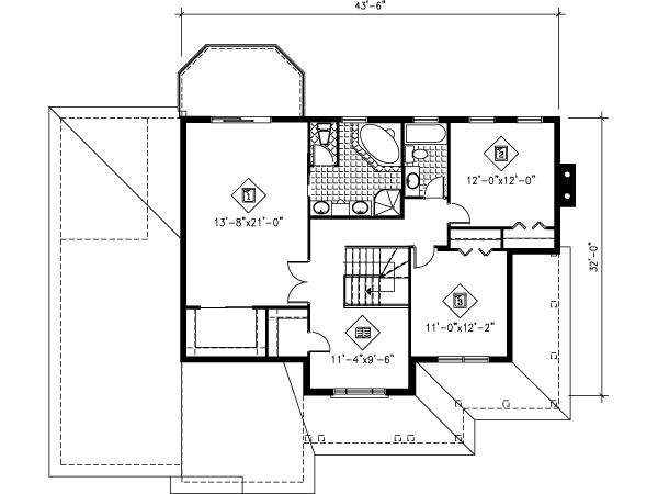 Traditional Floor Plan - Upper Floor Plan #25-4170