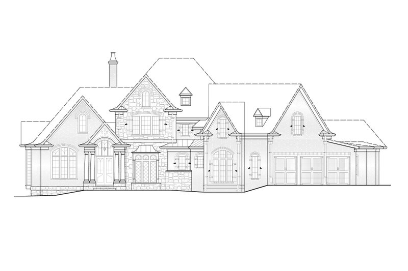 Home Plan - Exterior - Front Elevation 5 for European House Plan #54-423 - 4 bed, 4.5 bath