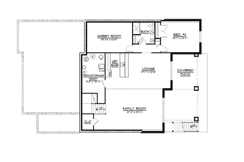 Architectural House Design - Floor Plan - Lower Floor for Cottage House Plan #1064-107 - 3 bed, 2.5 bath