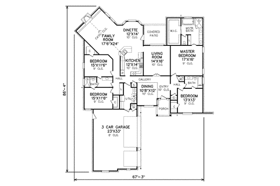 Floor Plan - Main Floor for Traditional House Plan #65-422 - 3 bed, 3 bath