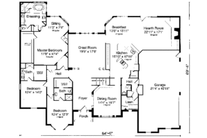 Floor Plan - Main Floor for Traditional House Plan #46-102 - 3 bed, 3 bath