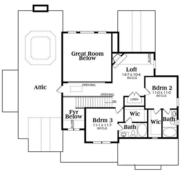 House Plan Design - Craftsman Floor Plan - Upper Floor Plan #419-259