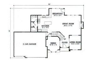 Floor Plan - Main Floor for Traditional House Plan #67-536 - 4 bed, 3.5 bath