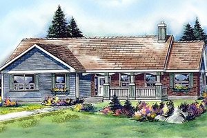 Ranch Exterior - Front Elevation Plan #427-9