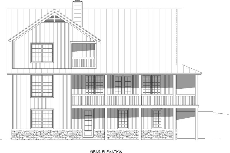 House Blueprint - Exterior - Rear Elevation 1 for Traditional House Plan #932-485 - 3 bed, 2 bath