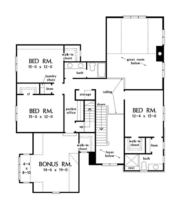Dream House Plan - Craftsman Floor Plan - Upper Floor Plan #929-1031