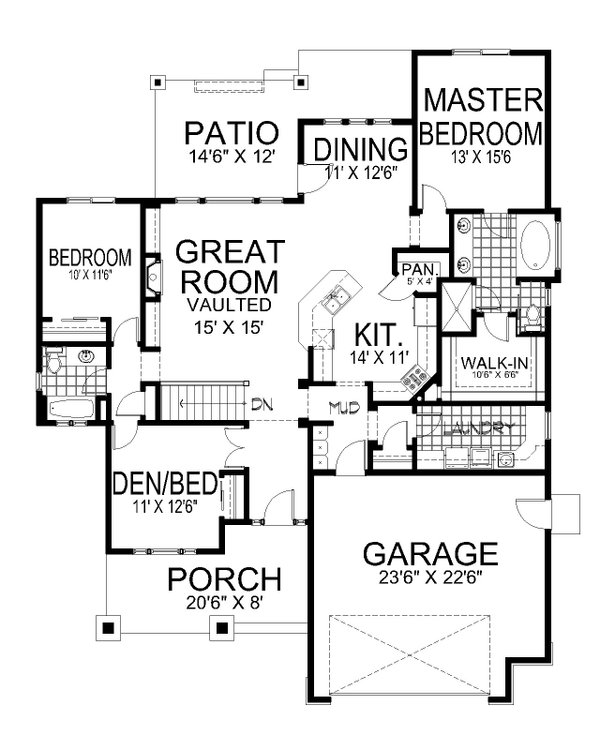 Dream House Plan - Floor Plan - Main Floor for Craftsman House Plan #112-313 - 5 bed, 3 bath