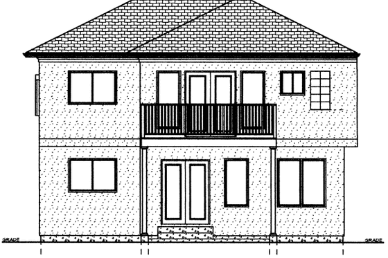 Exterior - Rear Elevation for European House Plan #126-150 - 5 bed, 3.5 bath