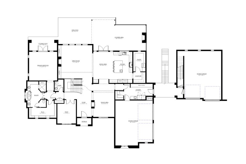 House Blueprint - Floor Plan - Main Floor for European House Plan #1114-19 - 6 bed, 4.5 bath